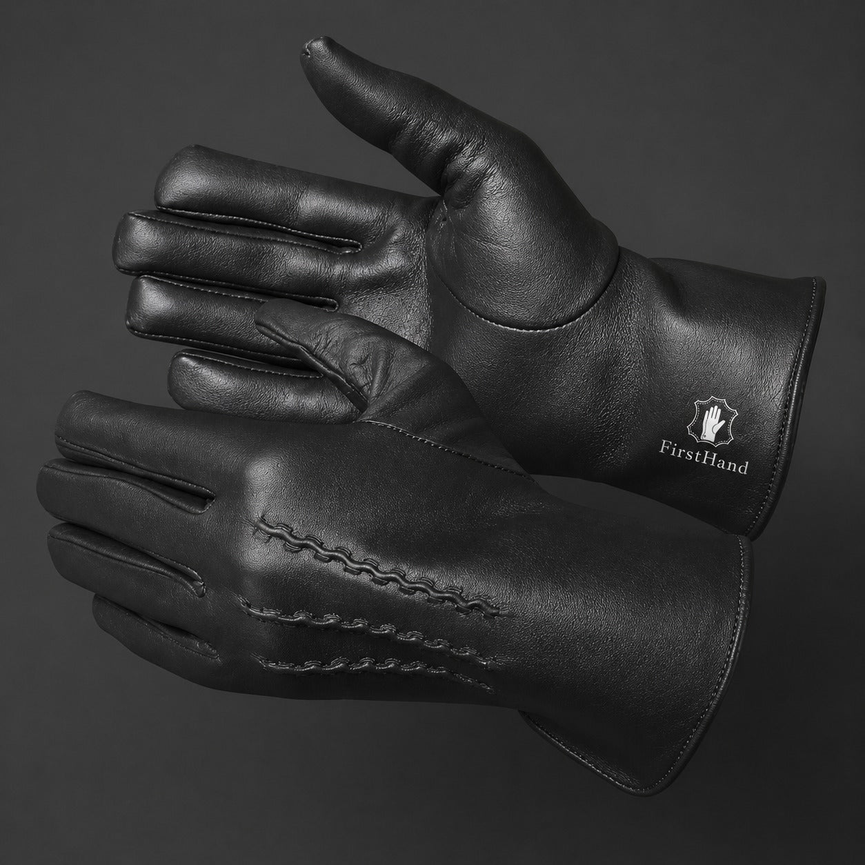 Black Full Finger Stitched